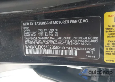 2015 Mini Hardtop Cooper S from USA, damaged, VIN WMWXU3C54F2B58365